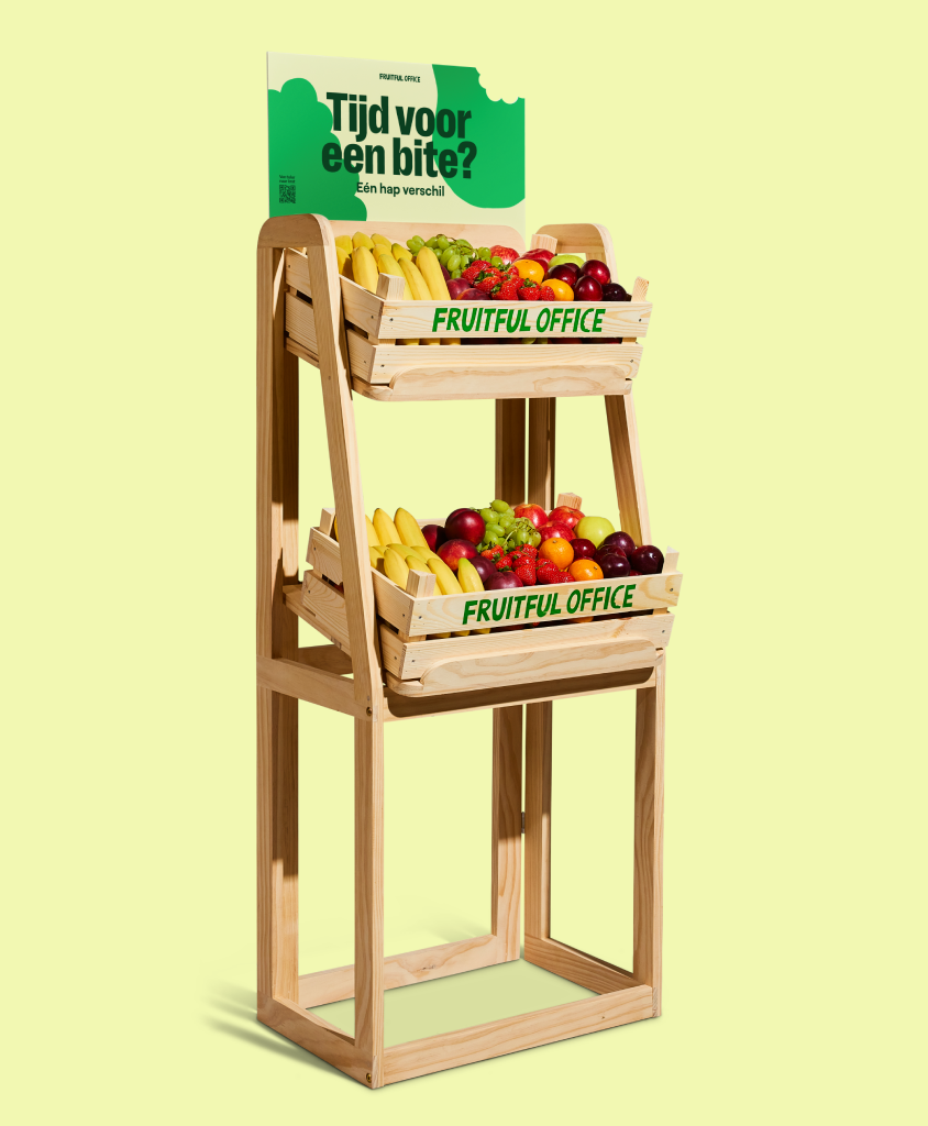 Vloerdisplay voor fruit op kantoor