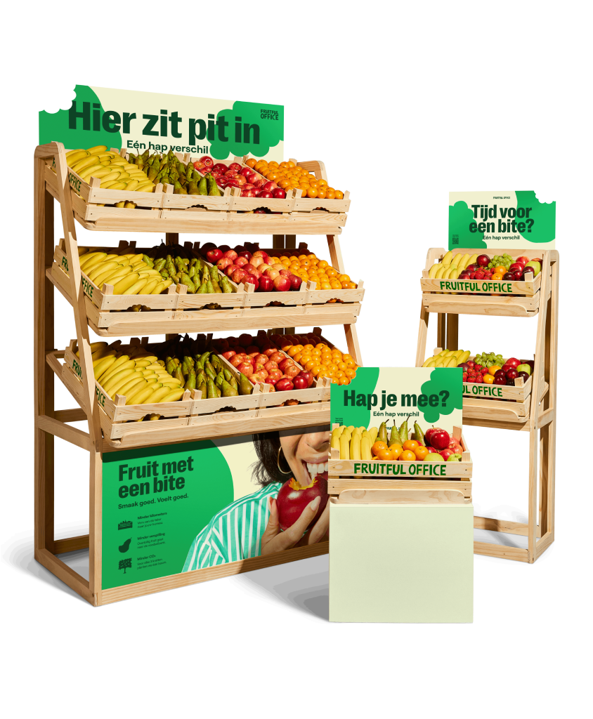 Fruitdisplays voor presentatie van kantoorfruit